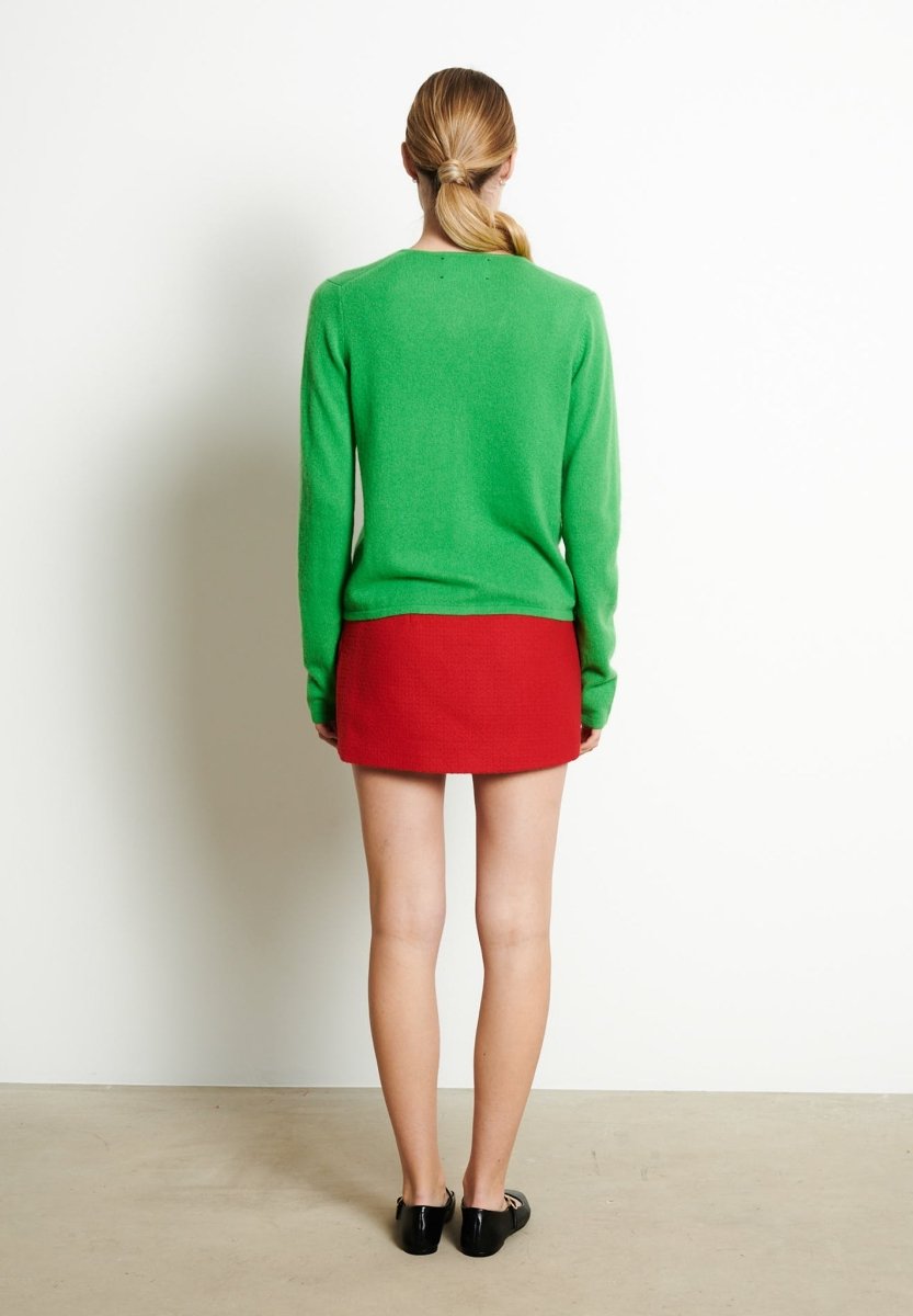 Cardigan col V femme en cachemire vert pomme - LILLY 7B